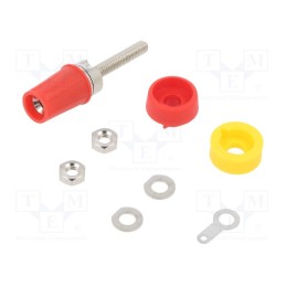 2 pcs x CLIFF - CL1551-TP/2 - Socket, 4mm banana, 15A, red, on panel, with 2mm crosswise socket
