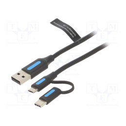 1 pcs x VENTION - CQDBG - Cable, USB 2.0, USB A plug,USB B micro plug,USB C plug, 1.5m