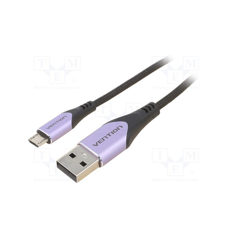 1 pcs x VENTION - COAVG - Cable, USB 2.0, USB A plug,USB B micro plug, 1.5m, black, 480Mbps