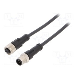 1 pcs x LAPP - AB-C4-M12MS-1,0PUR-M12FS - Connection lead, M12, PIN: 4, 1m, plug, 250VAC, 4A, -25÷80°C, PUR