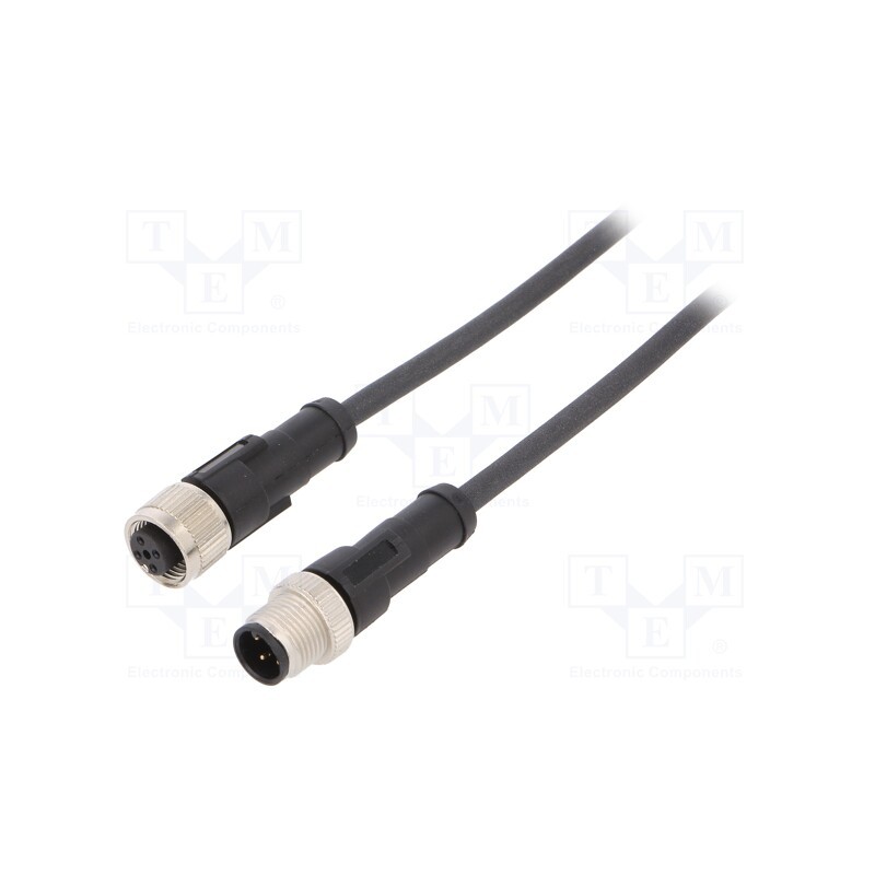 1 pcs x LAPP - AB-C4-M12MS-1,0PUR-M12FS - Connection lead, M12, PIN: 4, 1m, plug, 250VAC, 4A, -25÷80°C, PUR