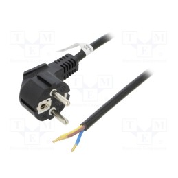 1 pcs x Goobay - 96033 - Cable, CEE 7/7 (E/F) plug angled,wires, PVC, 3m, black, 10A, 250V