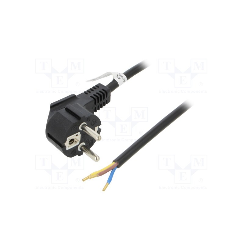 1 pcs x Goobay - 96033 - Cable, CEE 7/7 (E/F) plug angled,wires, PVC, 3m, black, 10A, 250V