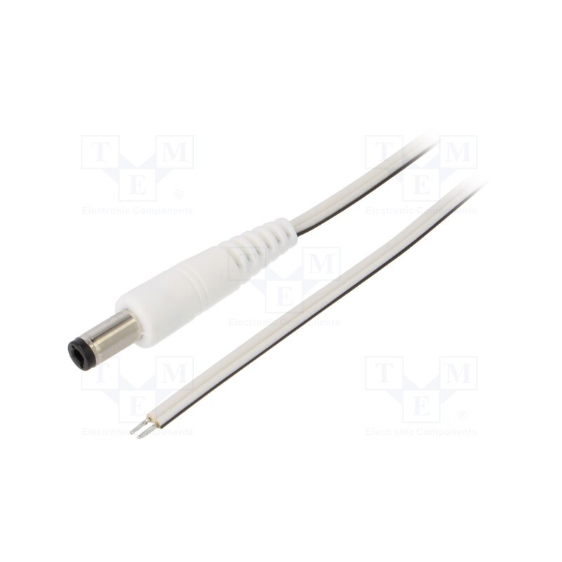 1 pcs x WEST POL - P25-TT-T035-150WH - Cable, 2x0.35mm2, wires,DC 5,5/2,5 plug, straight, white, 1.5m