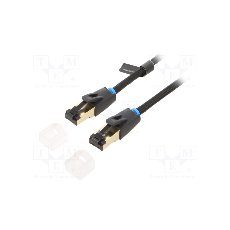 1 pcs x VENTION - IKGBK - Patch cord, S/FTP, Cat 8, Cu, PVC, textile, black, 8m, 30AWG, Cores: 8
