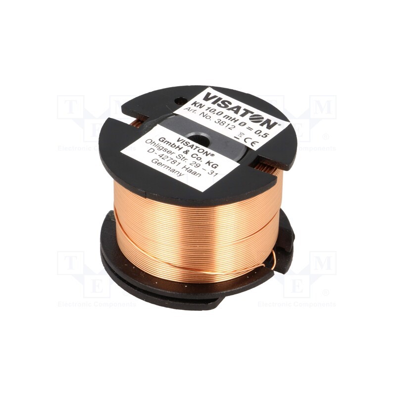 1 pcs x VISATON - 3812 - Inductor: coil, 10mH, 3.8Ω, Ø: 44mm, H: 30mm, Øcore: 0.5mm