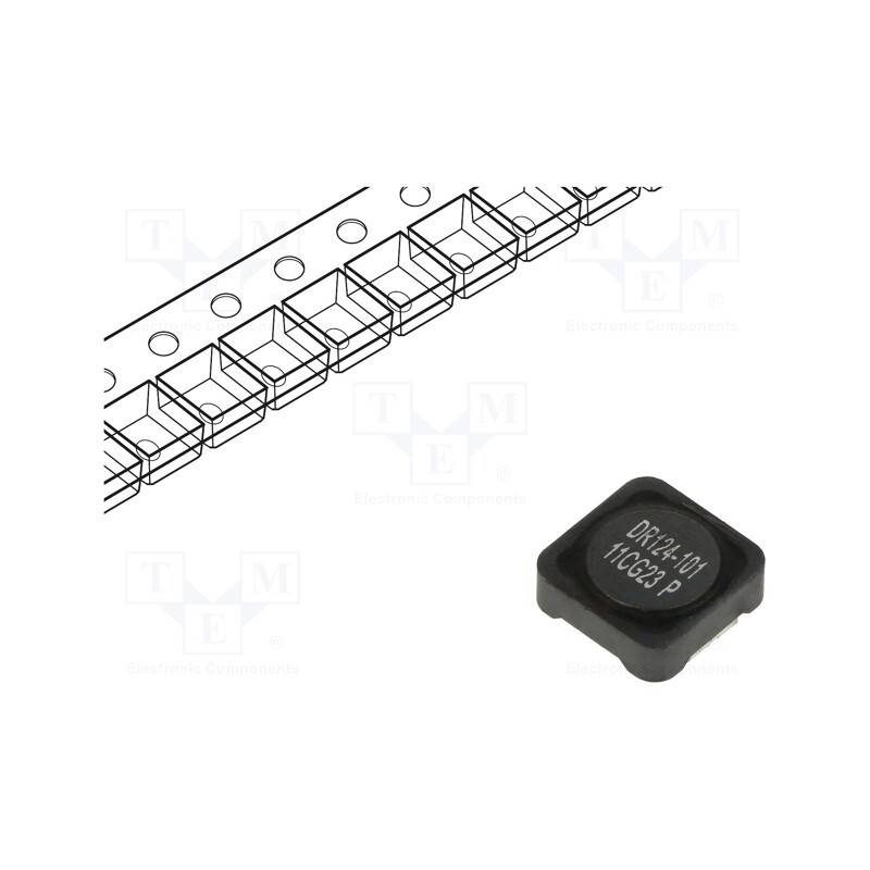 1 pcs x EATON ELECTRONICS - DR124-101-R - Inductor: wire, SMD, 100uH, Ioper: 1.5A, 256.67mΩ, ±20%, Isat: 1.79A