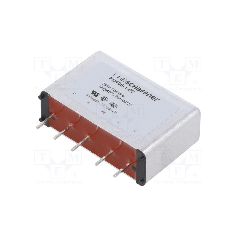 1 pcs x SCHAFFNER - FN406-1-02 - Filter: anti-interference, single-phase, 250VAC, Cx: 100nF, 1MΩ