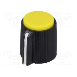 1 pcs x SR PASSIVES - KK-13 - Knob, with pointer, plastic, Øshaft: 6.35mm, Ø13x15mm, yellow