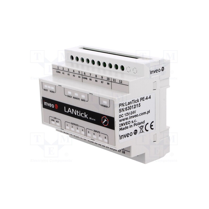 1 pcs x INVEO - LANTICK PE-4-4 - Digital input/output, Number of ports: 1, Usup: 10÷24VDC, LAN