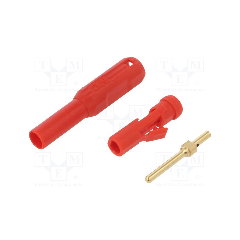 1 pcs x STu00c4UBLI - 65.3314-22 - Plug, 2mm banana, red, gold-plated, Insulation: polyamide, Ø: 2.7mm