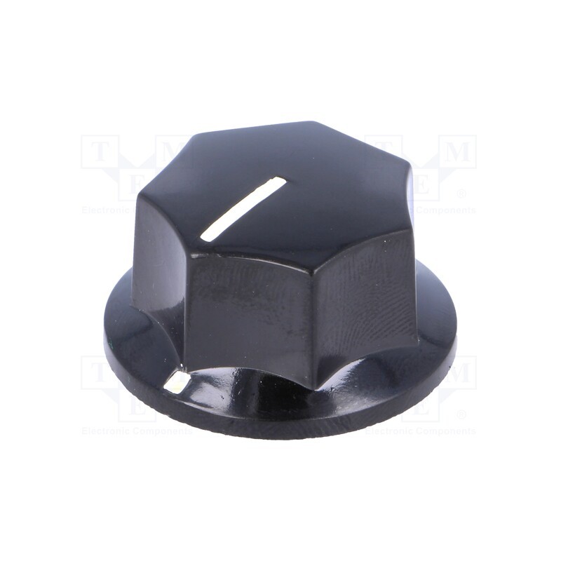 1 pcs x SCI - PN-9C-6.4 - Knob, with pointer, bakelite, Øshaft: 6mm, Ø27.2x17.5mm, black