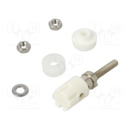1 pcs x CLIFF - CL681564 - Socket, 4mm banana, 15A, 48VDC, white, nickel plated, on panel