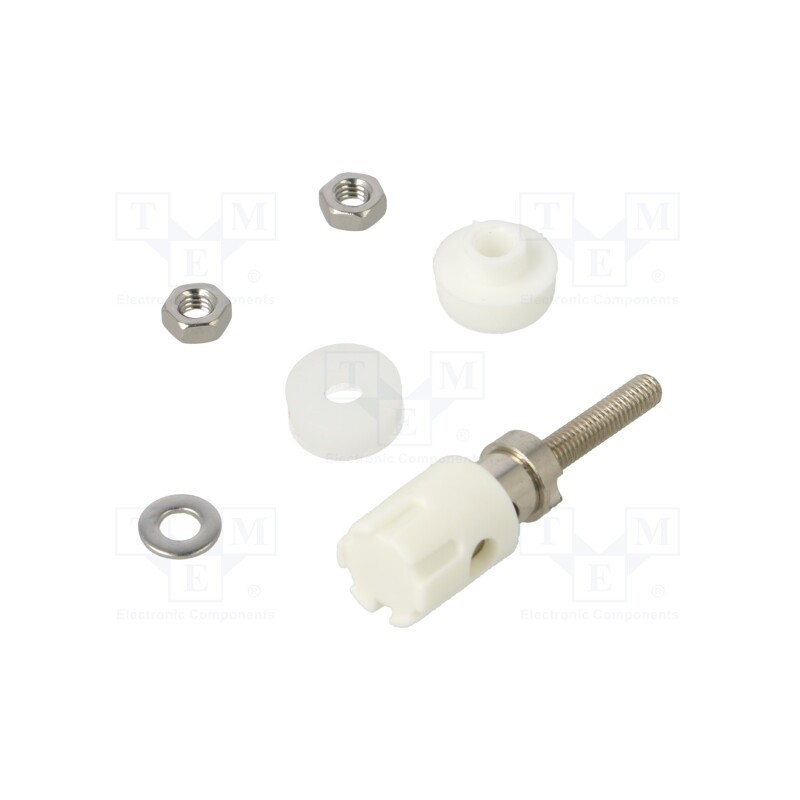 1 pcs x CLIFF - CL681564 - Socket, 4mm banana, 15A, 48VDC, white, nickel plated, on panel