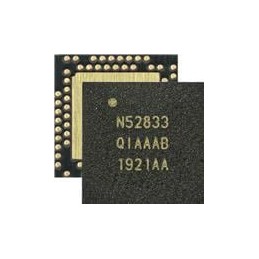 1 pcs : NRF52833-QIAA-B-R7 - RF System on a Chip - SoC 105 C qualified Bluetooth 5.3 SoC supporting Bluetooth Low Energy, Blueto