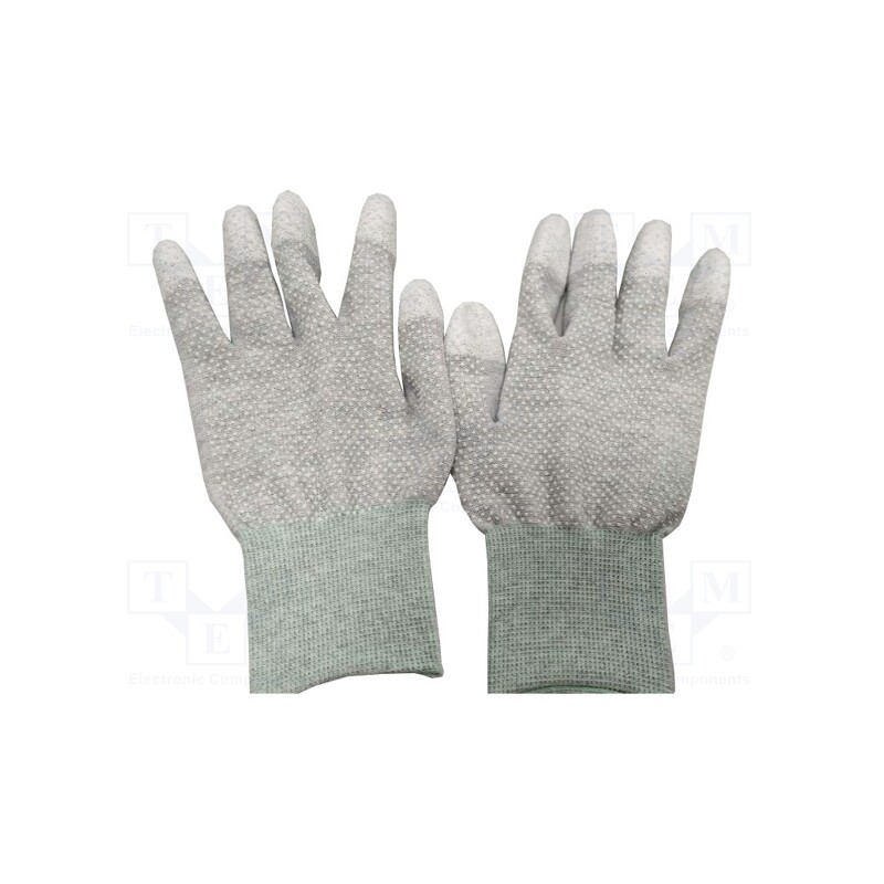 1 set x EUROSTAT GROUP - 51-690-1404 - Protective gloves, ESD, M, copper,polyamide, grey, &lt,10GΩ