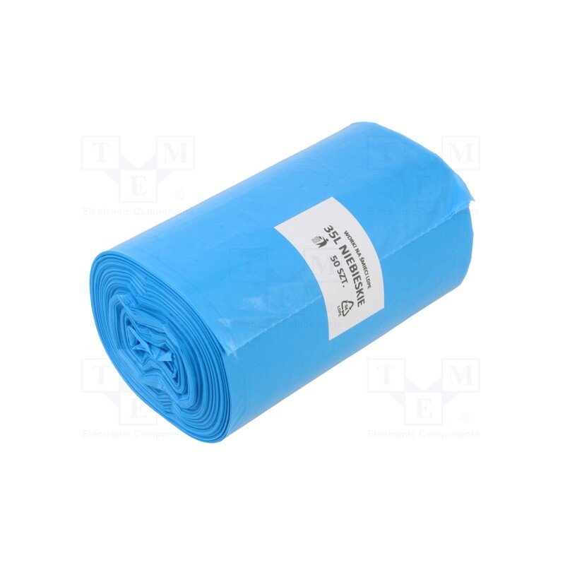 1 rol x PLAST - 627887 - Trash bags, polyetylene LD, blue, 35l, 50pcs.