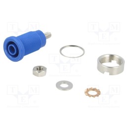 1 pcs x SCHu00dcTZINGER - SEB 6445 NI / BL - Socket, 4mm banana, 32A, blue, nickel plated, on panel,screw, 32mm