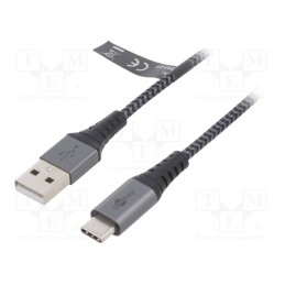 1 pcs x Goobay - 49296 - Cable, USB 2.0, USB A plug,USB C plug, 1m, 480Mbps, textile