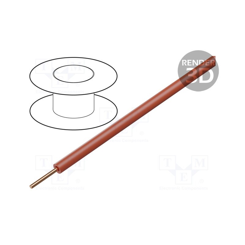 1 rol x DONAU ELEKTRONIK - 105-0-100 - Wire, 0.2mm2, solid, Cu, PVC, red, 60V, 100m, 1x0.2mm2