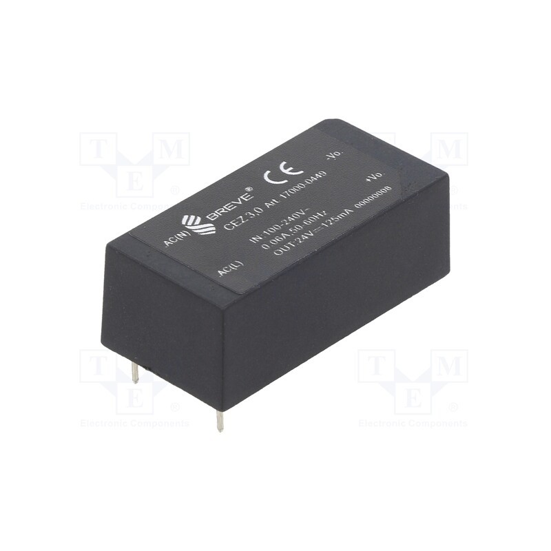 1 pcs x BREVE TUFVASSONS - 17000-0449 - Converter: AC/DC, 3W, 85÷265VAC, Usup: 120÷380VDC, Uout: 24VDC