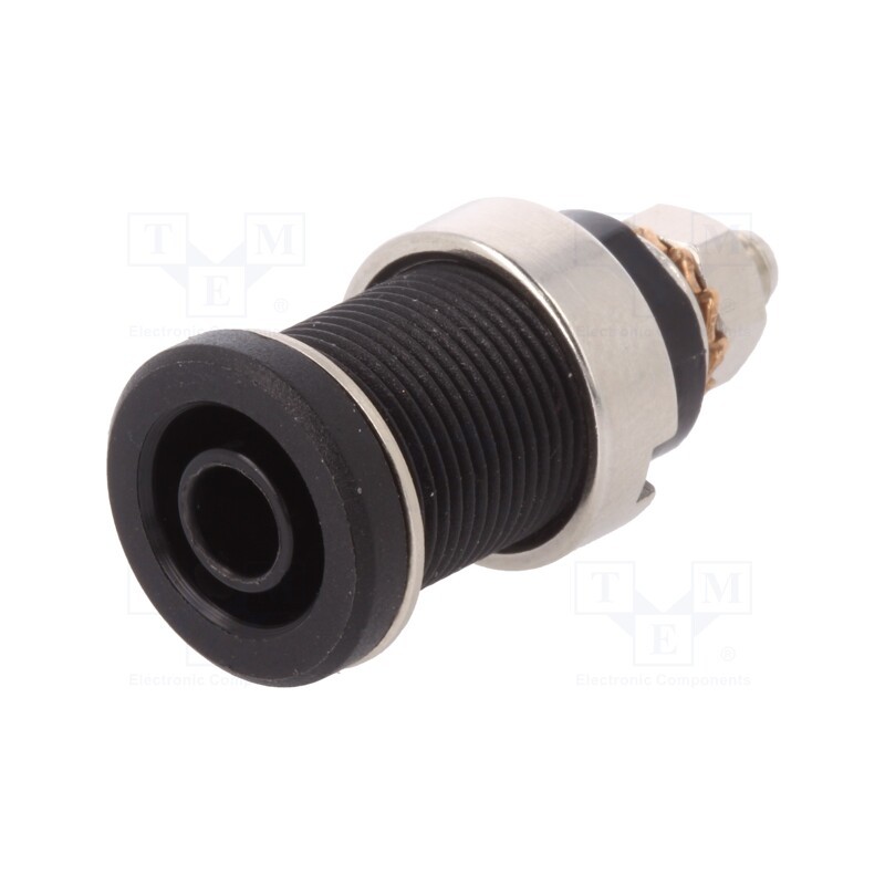 1 pcs x SCHu00dcTZINGER - SEB 6445 NI / SW - Socket, 4mm banana, 32A, black, nickel plated, on panel,screw