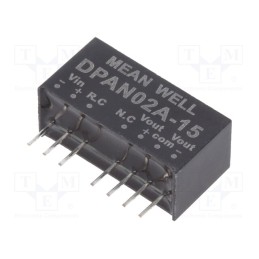 1 pcs x MEAN WELL - DPAN02A-15 - Converter: DC/DC, 2W, Uin: 9÷18V, Uout: 15VDC, Uout2: -15VDC, SIP8