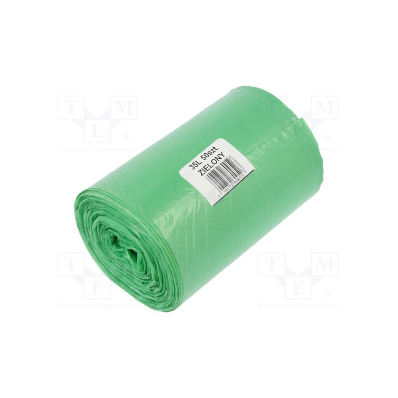 1 rol x PLAST - 518314 - Trash bags, polyetylene LD, green, 35l, 50pcs.