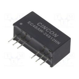 1 pcs x CINCON - EC4SAW-24S12HN - Converter: DC/DC, 5/6W, Uin: 9÷36V, Uout: 12VDC, Iout: 500mA, SIP8