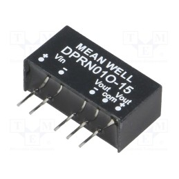1 pcs x MEAN WELL - DPRN01O-15 - Converter: DC/DC, 1W, Uin: 45.6÷52.8V, Uout: 15VDC, Uout2: -15VDC