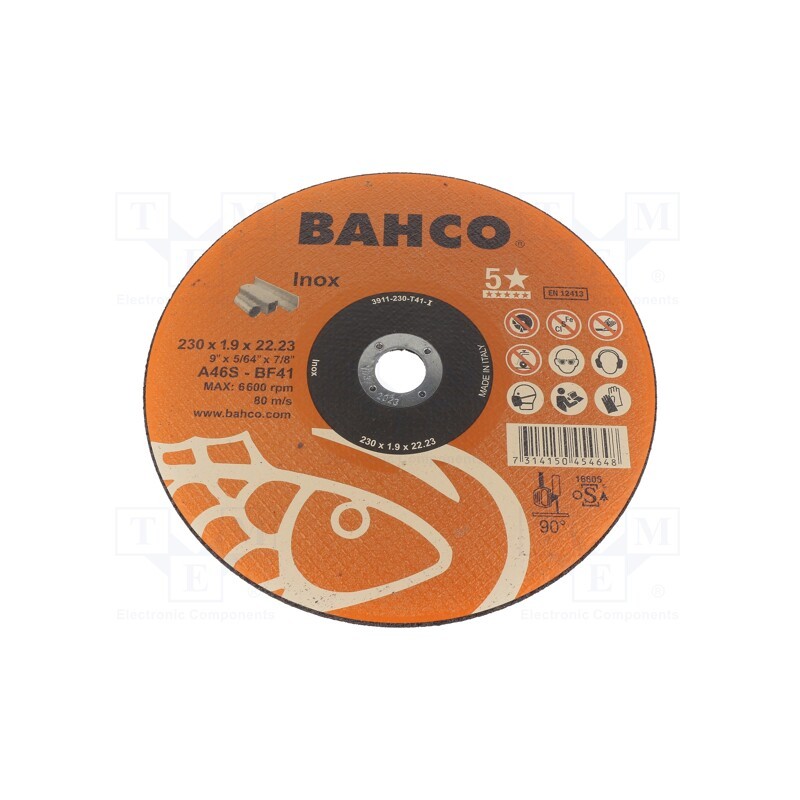 1 pcs x BAHCO - 3911-180-T41-I - Cutting wheel, Ø: 180mm, Øhole: 22.23mm, Disc thick: 1.6mm