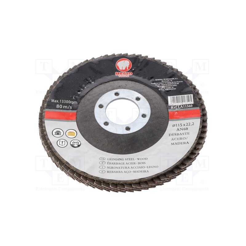 1 pcs x MEDID - LA115AN60 - Flap grinding wheels, Ø: 115mm, Øhole: 22mm, Granularity: 60