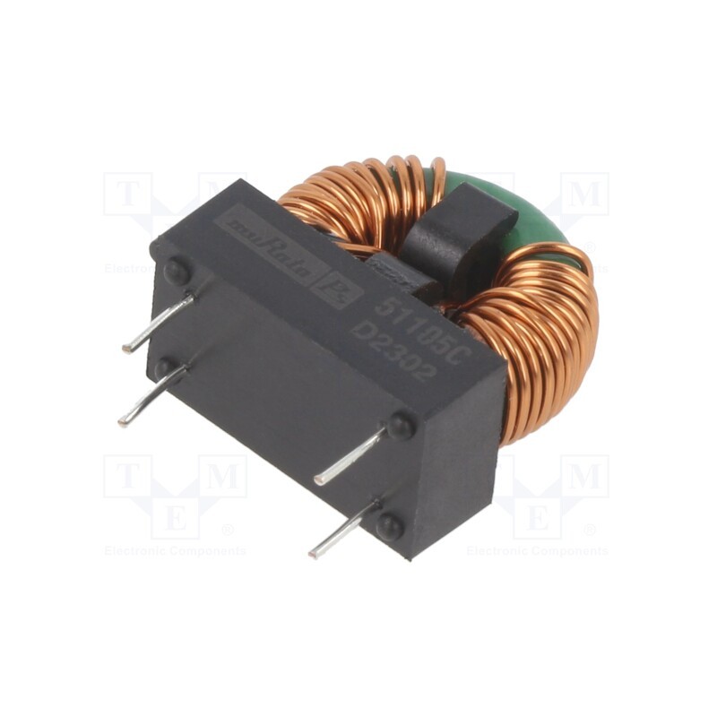 1 pcs x MURATA - 51105C - Inductor: wire, THT, 1mH, 3.3A, 38mΩ, -40÷125°C, 5100, vertical