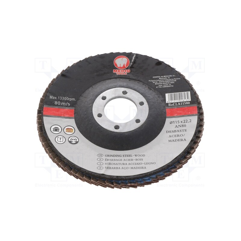1 pcs x MEDID - LA115AN80 - Flap grinding wheels, Ø: 115mm, Øhole: 22mm, Granularity: 80