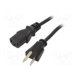 1 pcs x SCHURTER - 6009.1214 - Cable, 3x18AWG, IEC C13 female,NEMA 5-15 (B) plug, PVC, 2m, black