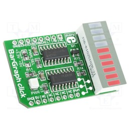 1 pcs x MIKROE - BARGRAPH CLICK - Click board, display, SPI, 74HC595, prototype board, 3.3VDC,5VDC