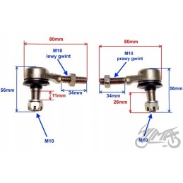 Tie rod end quad 110 125 150 set