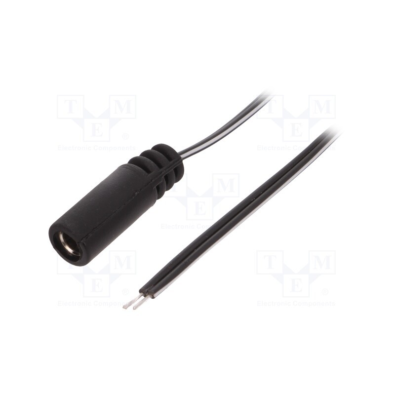 1 pcs x BQ CABLE - DC.CAB.2000.0020 - Cable, 2x0.5mm2, wires,DC 5,5/2,1 socket, straight, black, 0.2m