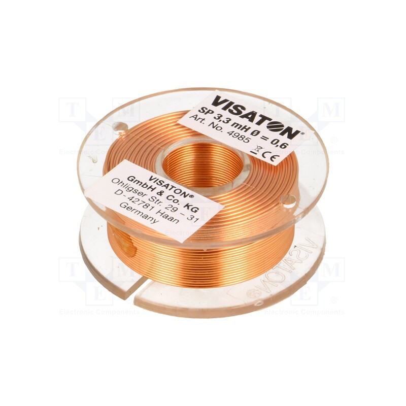 1 pcs x VISATON - 4985 - Inductor: air coil, 3.3mH, 2.6Ω, Ø: 48mm, H: 18mm, Øcore: 0.6mm
