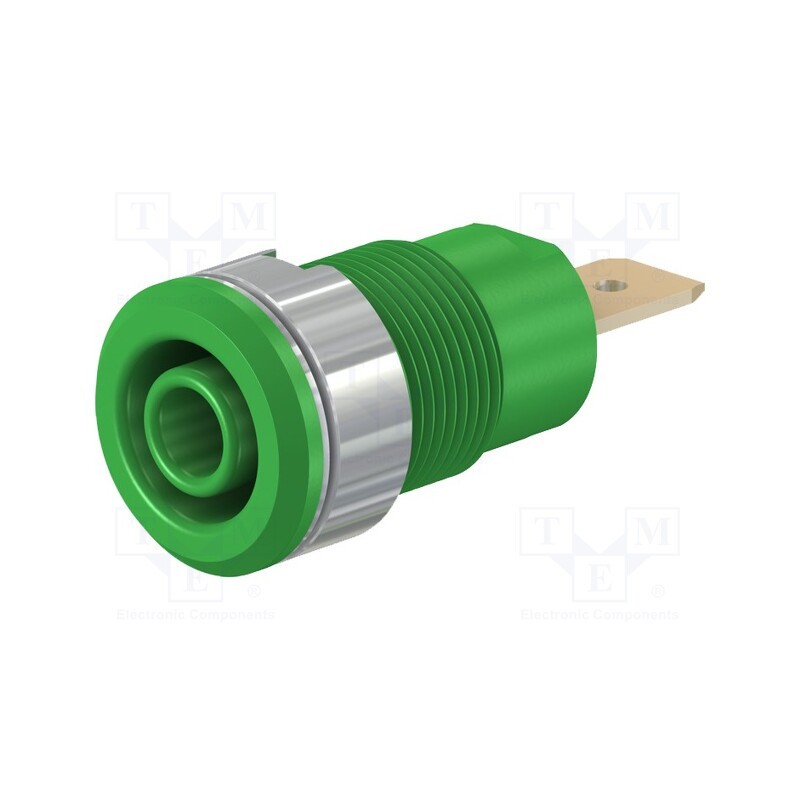 1 pcs x STu00c4UBLI - 23.3060-25 - Socket, 4mm banana, 32A, 1kV, Cutout: Ø12.2mm, green, gold-plated