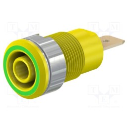 1 pcs x STu00c4UBLI - 23.3060-20 - Socket, 4mm banana, 32A, 1kV, Cutout: Ø12.2mm, yellow-green, brass