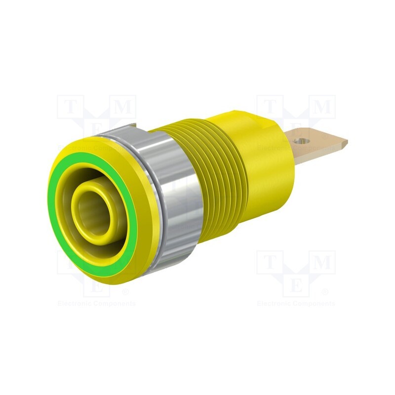 1 pcs x STu00c4UBLI - 23.3060-20 - Socket, 4mm banana, 32A, 1kV, Cutout: Ø12.2mm, yellow-green, brass