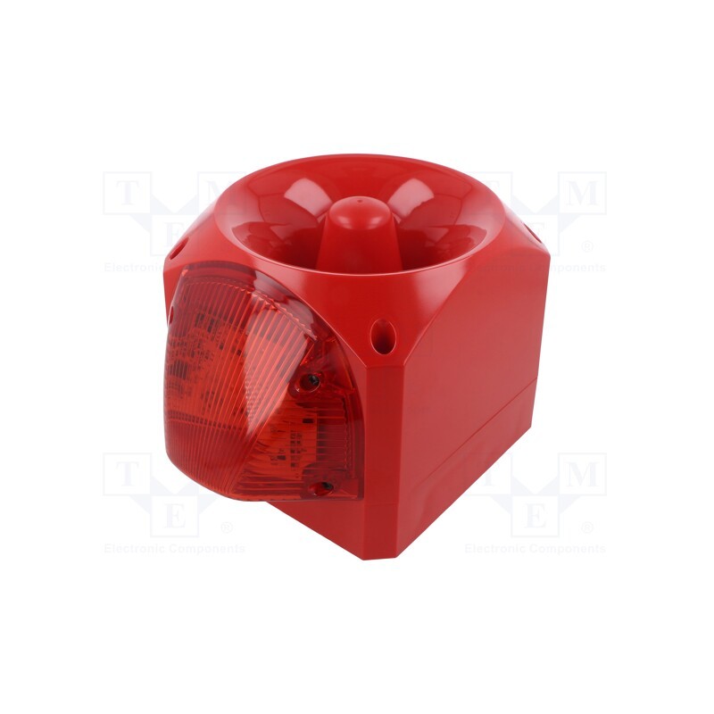 1 pcs x KLAXON SIGNALS - PNC-0003 - Signaller: lighting-sound, 10÷60VDC, siren,flashing light, red
