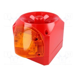 1 pcs x KLAXON SIGNALS - PNC-0004 - Signaller: lighting-sound, 10÷60VDC, siren,flashing light, red