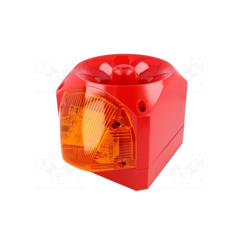 1 pcs x KLAXON SIGNALS - PNC-0004 - Signaller: lighting-sound, 10÷60VDC, siren,flashing light, red