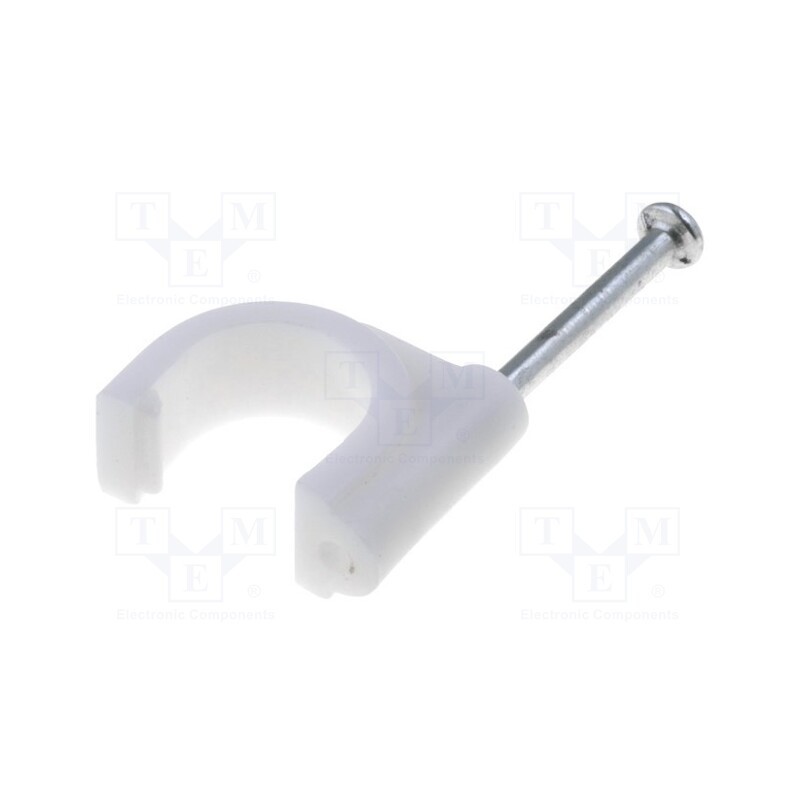 1 pcg x Goobay - 17082 - Holder, white, on round cable, 100pcs, with a nail, Ø: 10mm