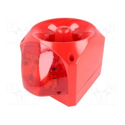 1 pcs x KLAXON SIGNALS - PNV-0006 - Signaller: lighting-sound, 24VDC, LED, red, IP66, 116dB, Mat: ABS