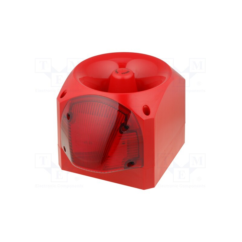 1 pcs x KLAXON SIGNALS - PNV-0018 - Signaller: lighting-sound, 110/230VAC, xenon arc lamp, red, IP66