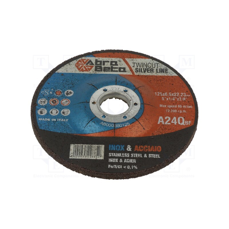 1 pcs x ABRA BETA - 380125 - Grinding wheel, Ø: 125mm, Øhole: 22.23mm, Thk: 6.5mm