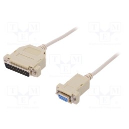 1 pcs x DIGITUS - AK-580105-030-E - Cable, D-Sub 25pin plug,D-Sub 9pin female, 3m, beige